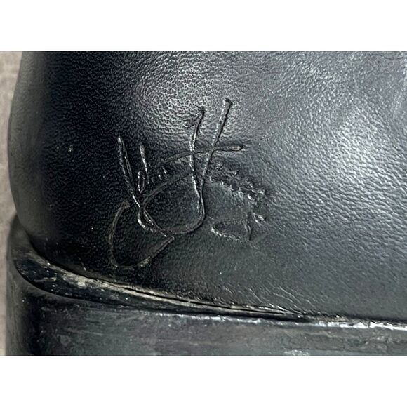 John Fluevog Black Leather Studded Buckle Biker Goth Boots Women's Size 9 - Picture 4 of 9